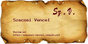 Szecsei Vencel névjegykártya